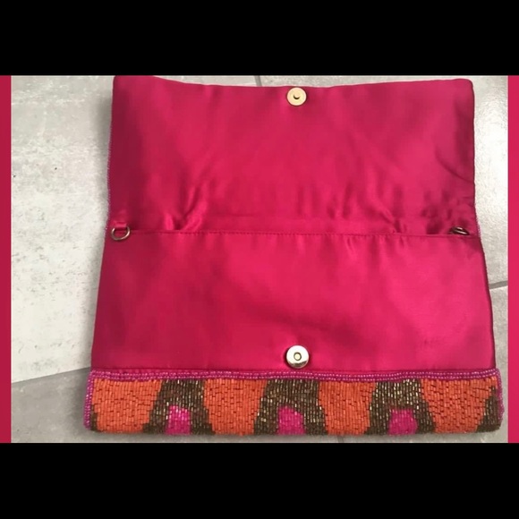 Forever New, pink and gold beaded clutch bag - Picture 3 of 4